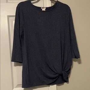 Matty M Dark Blue Long Sleeve Top with Knot Detail